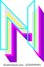 Futuristic Tech Letter Alphabet N