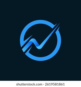 Futuristic Tech N Symbol Logo with Flowing Blue Lines in a Circular Orbit