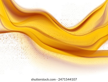 Futuristic tech orange halftones and smooth waves abstract background. Geometric vector design