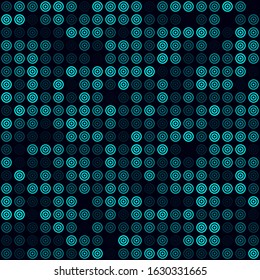 Futuristic tech pattern. Filled pattern of multiple rings. Cyan colored seamless background. Authentic vector illustration.