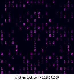 Futuristic tech pattern. Magenta sparse binary seamless pattern. Attractive background. Attractive vector illustration.