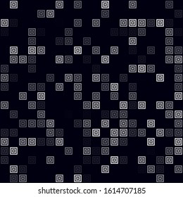 Futuristic tech pattern. Sparse pattern of multiple squares. White colored seamless background. Trendy vector illustration.
