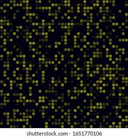Futuristic tech pattern. Sparse pattern of multiple rings. Yellow colored seamless background. Artistic vector illustration.