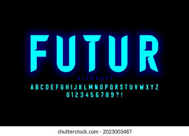 Futuristic Tech Style Font Design, Alphabet Letters And Numbers Vector Illustration