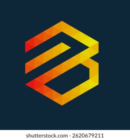 Futuristisches Tech-Symbol mit stilisiertem B-Monogramm und Polygonrahmen