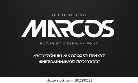 Futuristic techno scifi font style, abstract modern clean geometric marcos typeface svg