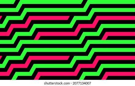 Futuristic technologic background by elements of hexagon. Color striped seamless pattern. Bright and colorful modern vector texture. Op art.
