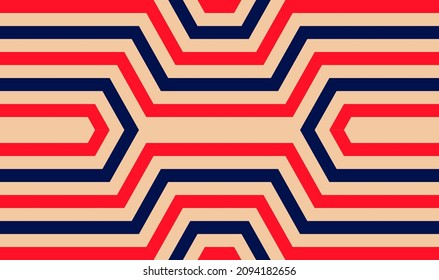 Futuristic technologic background by elements of hexagon. Color striped seamless pattern. Bright and colorful modern vector texture. Op art.