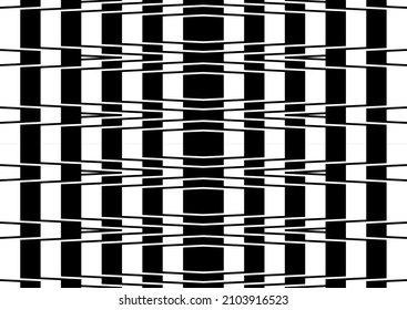 Futuristic technologic background by elements of hexagon. Black white striped seamless pattern. Op art, optical illusion. Vector texture.