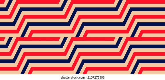 Futuristic technologic background by elements of hexagon. Color striped seamless pattern. Bright and colorful modern vector texture. Op art.