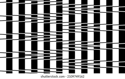 Futuristic technologic background by elements of hexagon. Black white striped seamless pattern. Op art, optical illusion. Vector texture.
