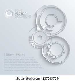 Futuristic technologic template with text gray gears circles innovative interface isolated vector illustration
