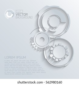 Futuristic technologic template with text gray gears circles innovative interface isolated vector illustration