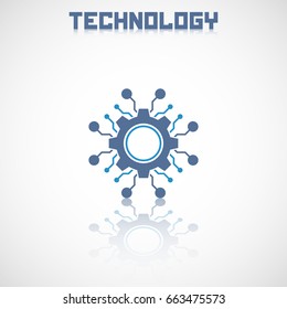 Futuristic technological element. Electronics icon. Circuit. gear.