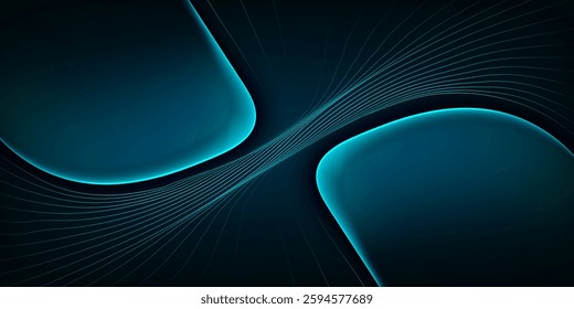 Futuristic technology abstract background with glowing wavy lines. Vector design.