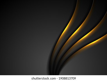 Tecnología futurista de fondo abstracto con olas de neón naranja brillantes. Diseño de vectores