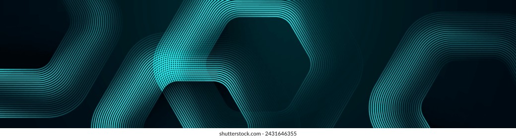 Futuristic technology abstract background with overlap layer. Glowing geometric lines design. Modern shiny blue hexagon shape lines. Suit for cover, header, medical, science, wallpaper, website