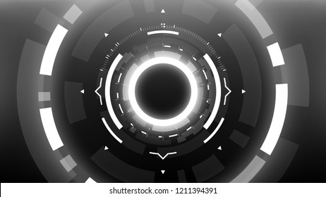 Futuristic Technology Abstract Circlular Background. Vector Science Fiction Hi-Tech Wallpaper
