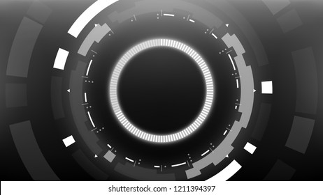 Futuristic Technology Abstract Circlular Background. Vector Science Fiction Hi-Tech Wallpaper