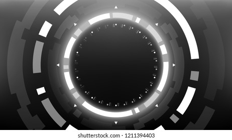 Futuristic Technology Abstract Circlular Background. Vector Science Fiction Hi-Tech Wallpaper