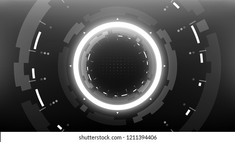 Futuristic Technology Abstract Circlular Background. Vector Science Fiction Hi-Tech Wallpaper