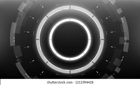 Futuristic Technology Abstract Circlular Background. Vector Science Fiction Hi-Tech Wallpaper