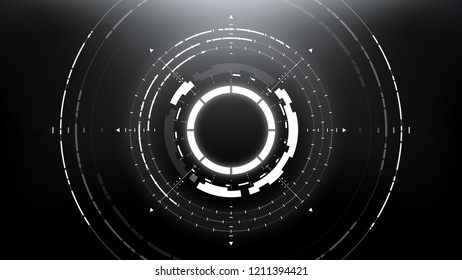 Futuristic Technology Abstract Circlular Background. Vector Science Fiction Hi-Tech Wallpaper