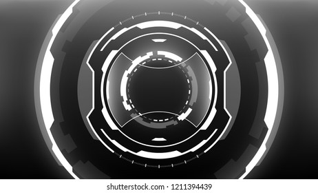 Futuristic Technology Abstract Circlular Background. Vector Science Fiction Hi-Tech Wallpaper
