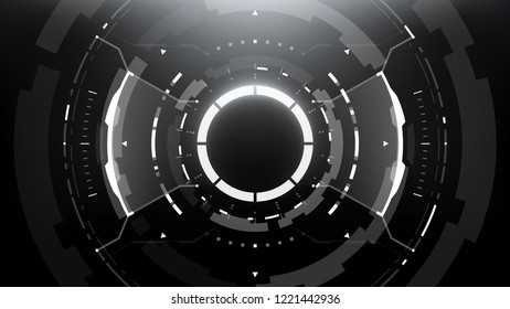 Futuristic Technology Abstract Circlular Background. Vector Science Fiction Hi-Tech Wallpaper