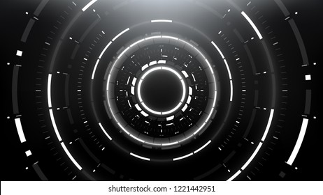 Futuristic Technology Abstract Circlular Background. Vector Science Fiction Hi-Tech Wallpaper