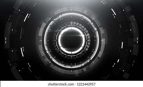 Futuristic Technology Abstract Circlular Background. Vector Science Fiction Hi-Tech Wallpaper