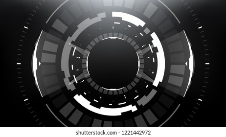 Futuristic Technology Abstract Circlular Background. Vector Science Fiction Hi-Tech Wallpaper
