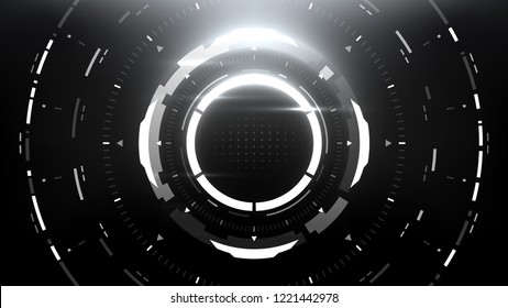 Futuristic Technology Abstract Circlular Background. Vector Science Fiction Hi-Tech Wallpaper