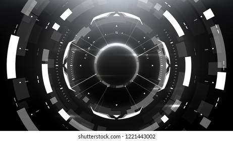 Futuristic Technology Abstract Circlular Background. Vector Science Fiction Hi-Tech Wallpaper
