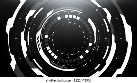 Futuristic Technology Abstract Circlular Background. Vector Science Fiction Hi-Tech Wallpaper