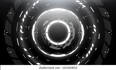 Futuristic Technology Abstract Circlular Background. Vector Science Fiction Hi-Tech Wallpaper