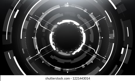 Futuristic Technology Abstract Circlular Background. Vector Science Fiction Hi-Tech Wallpaper