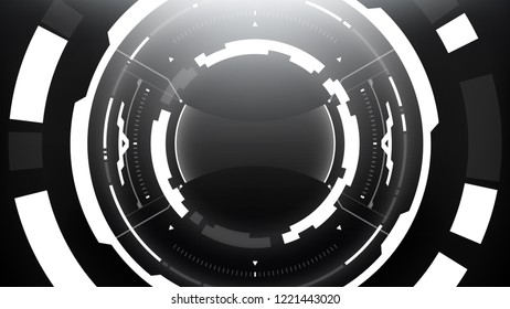 Futuristic Technology Abstract Circlular Background. Vector Science Fiction Hi-Tech Wallpaper