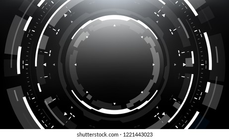 Futuristic Technology Abstract Circlular Background. Vector Science Fiction Hi-Tech Wallpaper
