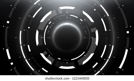 Futuristic Technology Abstract Circlular Background. Vector Science Fiction Hi-Tech Wallpaper