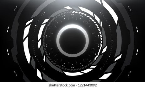 Futuristic Technology Abstract Circlular Background. Vector Science Fiction Hi-Tech Wallpaper