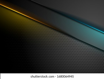 Tecnologia futurista fundo perfurado abstrato com linhas de neon brilhantes. Design vetorial