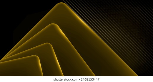 Futuristic technology abstract perforated background with golden glowing wavy lines. Vector design.