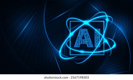 Futuristic technology artificial internet cyber technology concept. Abstract blue background.