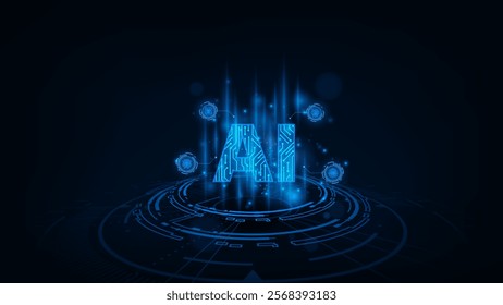 Futuristic technology artificial internet cyber concept. Abstract blue background.
