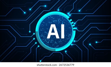 Círculo tecnológico digital de Internet artificial de la tecnología futurista con el fondo azul futurista del circuito de línea
