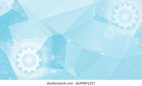 Futuristic Technology Background with Abstract Geometric Polygon and Gear Elements