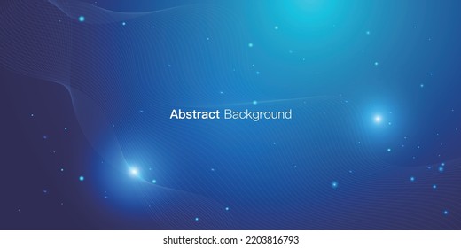Futuristic technology background.  Blue line wave light screen abstract vector illustration.