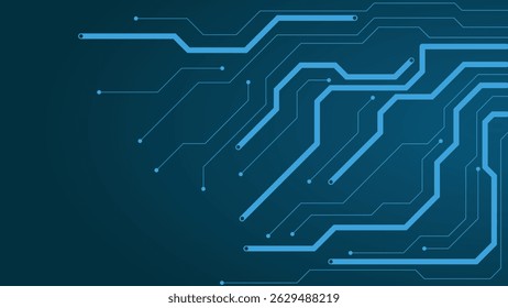 Fundo de tecnologia futurista com linhas de circuito azul abstratas em um layout de gradiente escuro ideal para projetos digitais e tecnológicos
