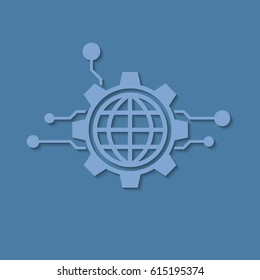 Futuristic technology background.  Gear. Global communication background.